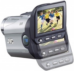 Videocamera digitale JVC GR-DA20 con display collocato posteriormente e zoom ottico da 34X