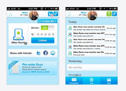 Evoz Baby Monitor per Apple iPad, iPod Touch o iPhone: l'applicazione per controllare il vostro bambino