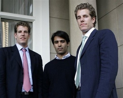 Tyler e Cameron Winklevoss, Divya Narendra al lancio dei loro social network con i soldi spillati a Facebook