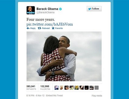 Il primo tweet di Obama da (bis) presidente batte tutti i record 