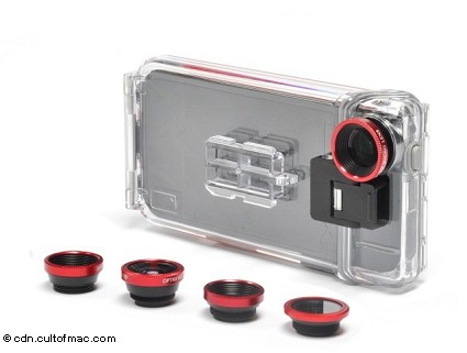 Optrix PhotoPro X case per iPhone 5, 5S, 5C: impermeabile con ottiche intercambiabili