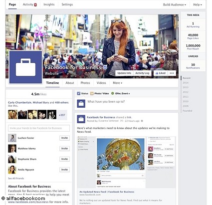 Facebook Pagine: nuovo design NewsFeed e strumenti di Amministrazione