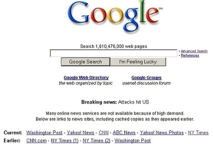 Google ottiene il brevetto per la sua homepage. E' la prima volta nella storia di Internet