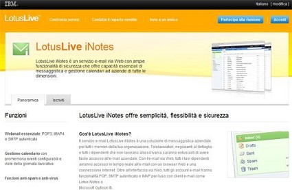 IBM LotusLive iNotes sfida Google Apps. Novit?á e costi del nuovo servizio online
