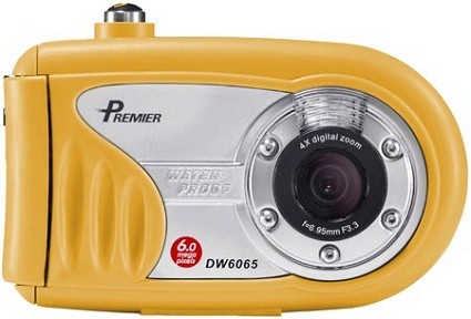 Fotocamera digitale subacquea da 6 megapixel, zoom 4x che fa anche i video. Raggiunge i 10 metri di profondit?. In vendita a un prezzo interessante di 119 euro: ? la Premier DW-6065.