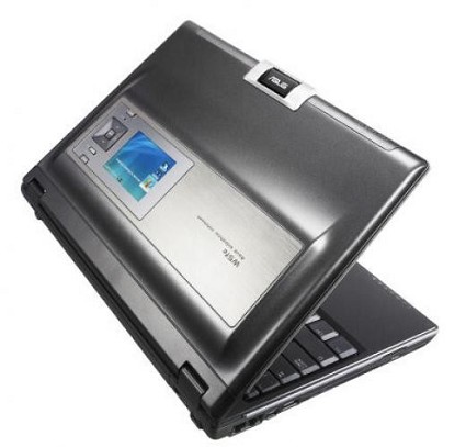 Computer portatile con due schermi: uno sul coperchio che permette numerose funzioni anche a notebook spento. ?ê l?ÇÖAsus W5Fe.